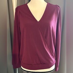 NWT Banana Republic Womens Medium Purple Surplice Top Long Sleeve Shirt Blouse